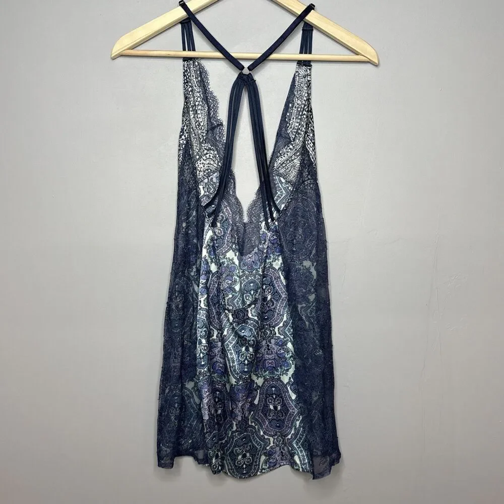 Victoria’s Secret Satin Purple Paisley Lace Trim Small Camisole